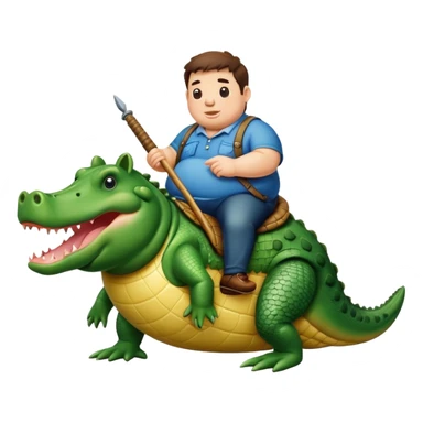 A fat pig riding a alligator  sticker