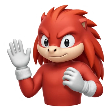 Sonic the hedgehogs friend knuckles a red animal with peach arms and white gloves sticker