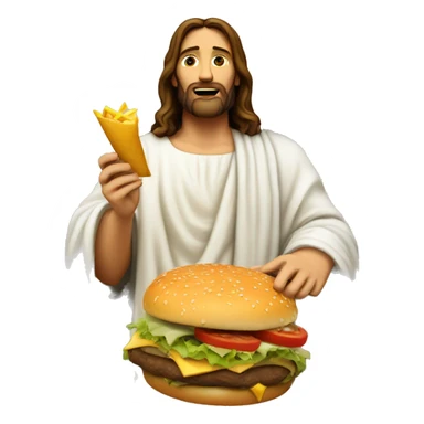 jesus christ eating a cheeseburger  sticker