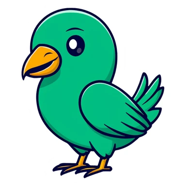 Minimalist Maya-style quetzal bird as message delivery symbol, white and deep green only, flat design with clean lines sticker