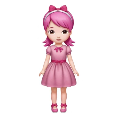 Isolated detaile illustration modern raspberry torte doll figurine full body with pink hair and a pink berry hairband standing sticker