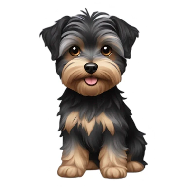black and grey yorkiepoo sticker
