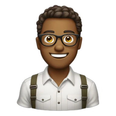 Geek in round glasses with big teeth sticker