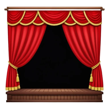 theater, red curtains , wooden stage sticker