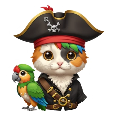 بچه گربهpirate and parrot sticker