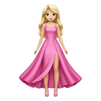 woman long blonde hair pink shiney dress full body sticker