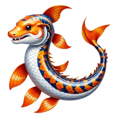 Exotic Tropical Floral Swirl-Patterned Tribal Pretty Asian ornate painted Japanese aesthetic beautiful shiny pretty glossy smooth Koi-Fish-Sergal-creature with tiger stripes on it sticker