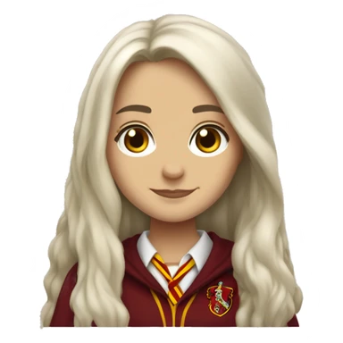Harry Potter Gryffindor girl, white long hair, brown eyes sticker