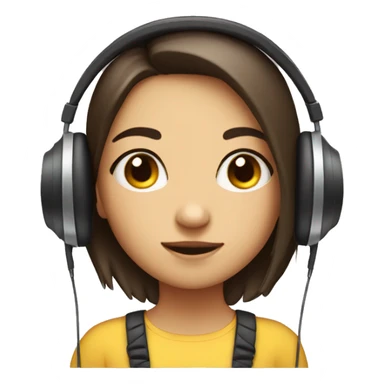  Cute girl wearing headphones but without eyes her eyes are white. One eyebrow upside other is down. In half profile sticker