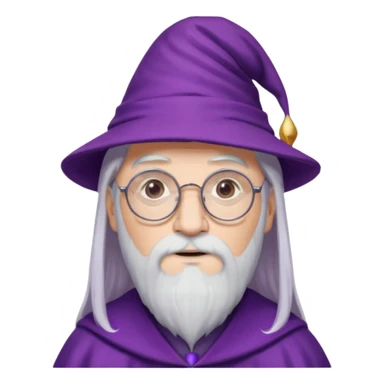 dumbledore, white hair, wear purple magic hat, glasses sticker