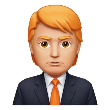 Donald Trump as a real estate owner emoji style simplified face orange hair holding a building sticker