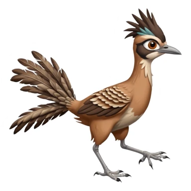 realistic roadrunner bird emoji, running with long feathered tail pointed down and back sticker
