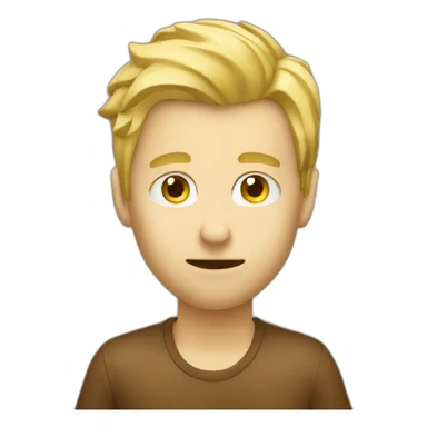 Blond man programmer eating hazelnut sticker