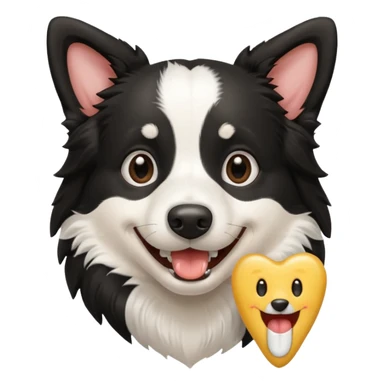 border collie holding a tooth sticker