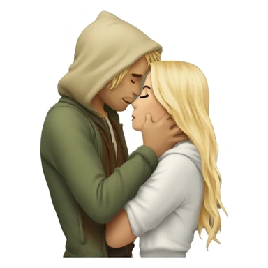 Pippin-hobbit wearing hoodie passionately kissing pretty blonde woman with straight hair sticker