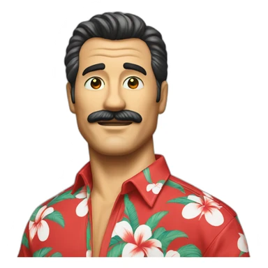 Magnum pi with hawaii shirt waving sticker