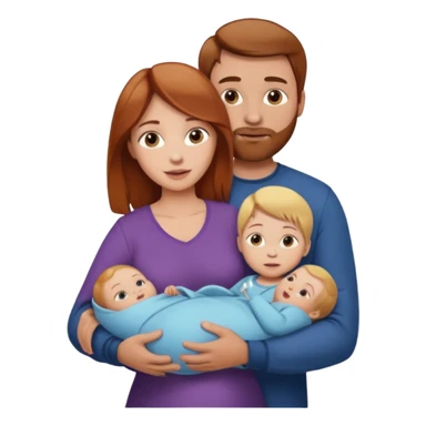 A mother and father with a baby - the mother has reddish-brown hair, father has brown hair and baby has blonde hair sticker