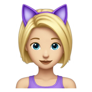 Blonde girl with purple cat ear Alice and sticker