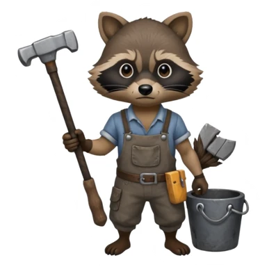 dirty blacksmith  black racoon holding hammer sticker