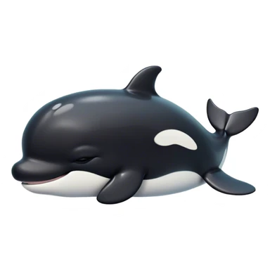Meme-Worthy Cute Sleeping orca Portrait Emoji, Head resting peacefully with a contented smile, showcasing a smooth black-and-white body with gently drooping fins and eyes softly closed in serene slumber, Simplified yet adorably endearing features, highly detailed, glowing with a soft, drowsy deep-sea light, high shine, relaxed and utterly lovable, stylized with an air of playful oceanic laziness, soft glowing outline, capturing the essence of a sleeping orca that feels destined to become the next viral icon of adorable marine rest! sticker