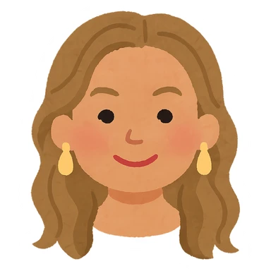 Beyonce's head in Irasutoya style, smiling, cartoon, soft pastel colors, round cheeks, no background sticker