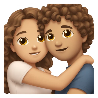 Cute chubby Girl with brown curly hair hugging a tall handsome boy with brown hair sticker