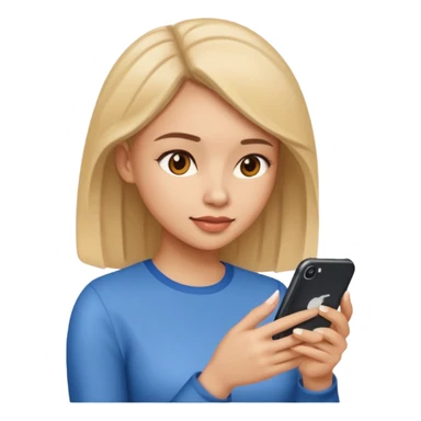 woman looking at phone sticker