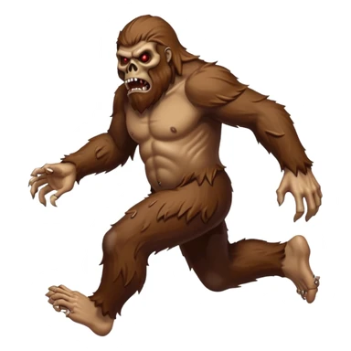 An angry sasquatch running full speed to the right in "blitzkrieg" mode. In the style of you bleeding skull art. Needs to be running in the opposite direction with bloody hands and feet sticker