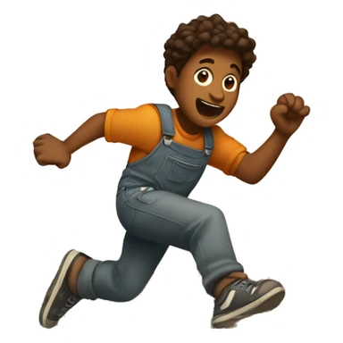 Brown boy hopping over a huge wall sticker