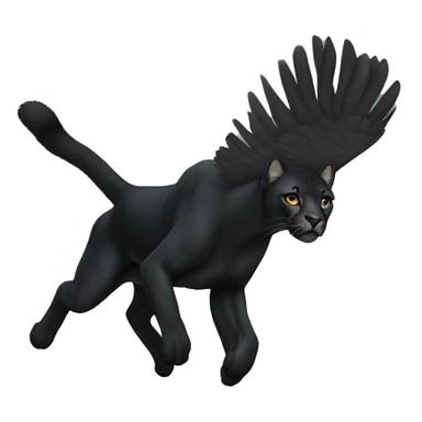 winged black puma flying sticker