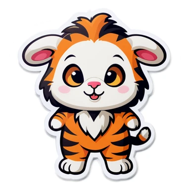 A lamb dressed as a tiger sticker
