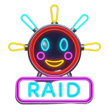  a neon sign that says RAID sticker