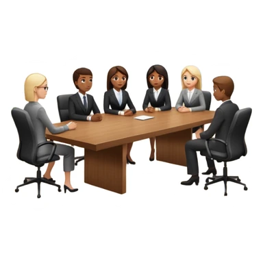 a group of coworkers in meeting room in long rectangular table sticker