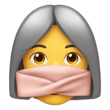 A girl hiding her face with a cover sticker