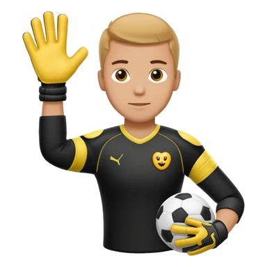 Football goalkeeper gloves with man goalkeeper and small emoji sticker