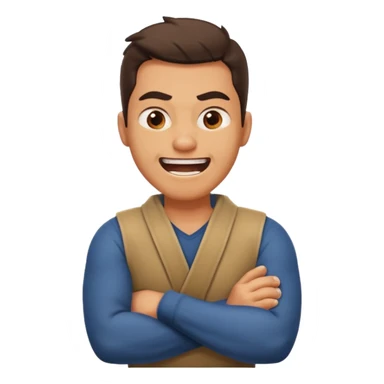 arms crossed around neck angry laughing guy sticker