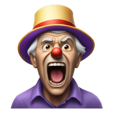 old man screaming of fear in a clown hat sticker