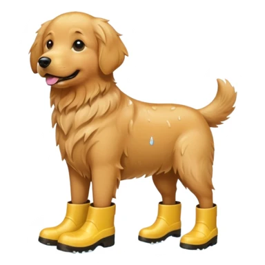golden retriever with rainboots sticker
