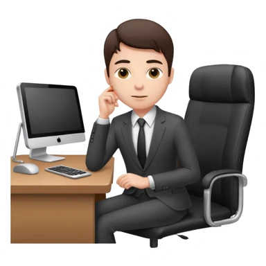 employee sitting at a desk full body sticker