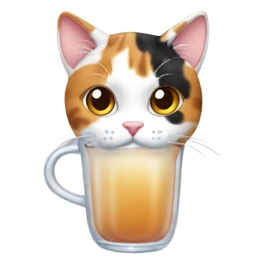 Calico cat drinking boba  sticker