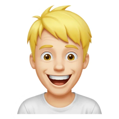 Goofy man with yellow air and white tshirt laughing sticker