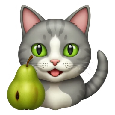 katze mit birne zwischen den zähnen  sticker