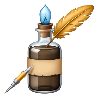 feather quill and ink bottle sticker
