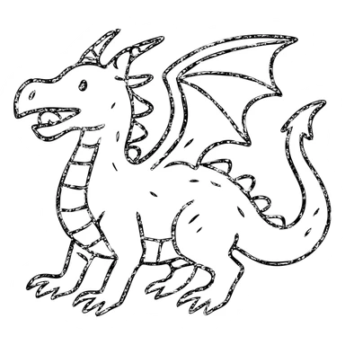 red dragon hand drawn outlined icon sticker