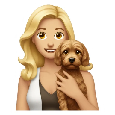 Blonde women holding a brown cockapoo sticker