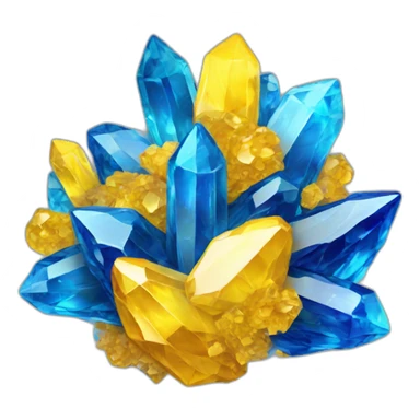 cluster of yellow, blue crystals sticker
