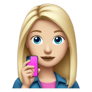 a white girl with blue eyes and dark blonde holding a pink cell phone sticker