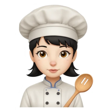 A girl rat with a fringe and chefs hat black hair sticker