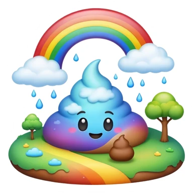 rainbow poop emoji dreamy landscape  sticker