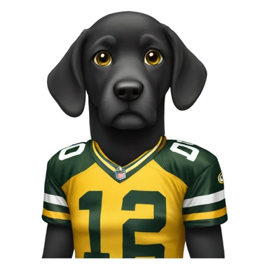 Black doodle wearing Green Bay packers jersey sticker